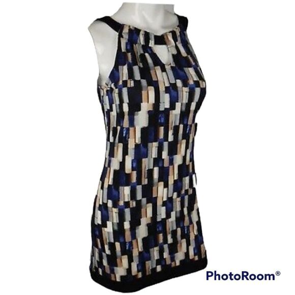 WHBM Summer Spring mosaic geometric mini halter tunic dress size medium - Picture 3 of 14